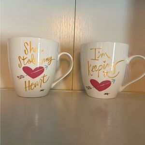Pfaltzgraff White and Pink Mugs Set with Heart Design